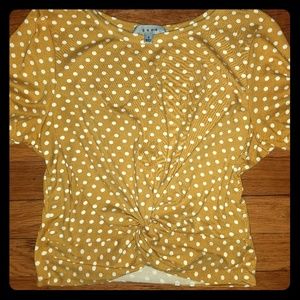 Yellow polka dot knotted crop top
